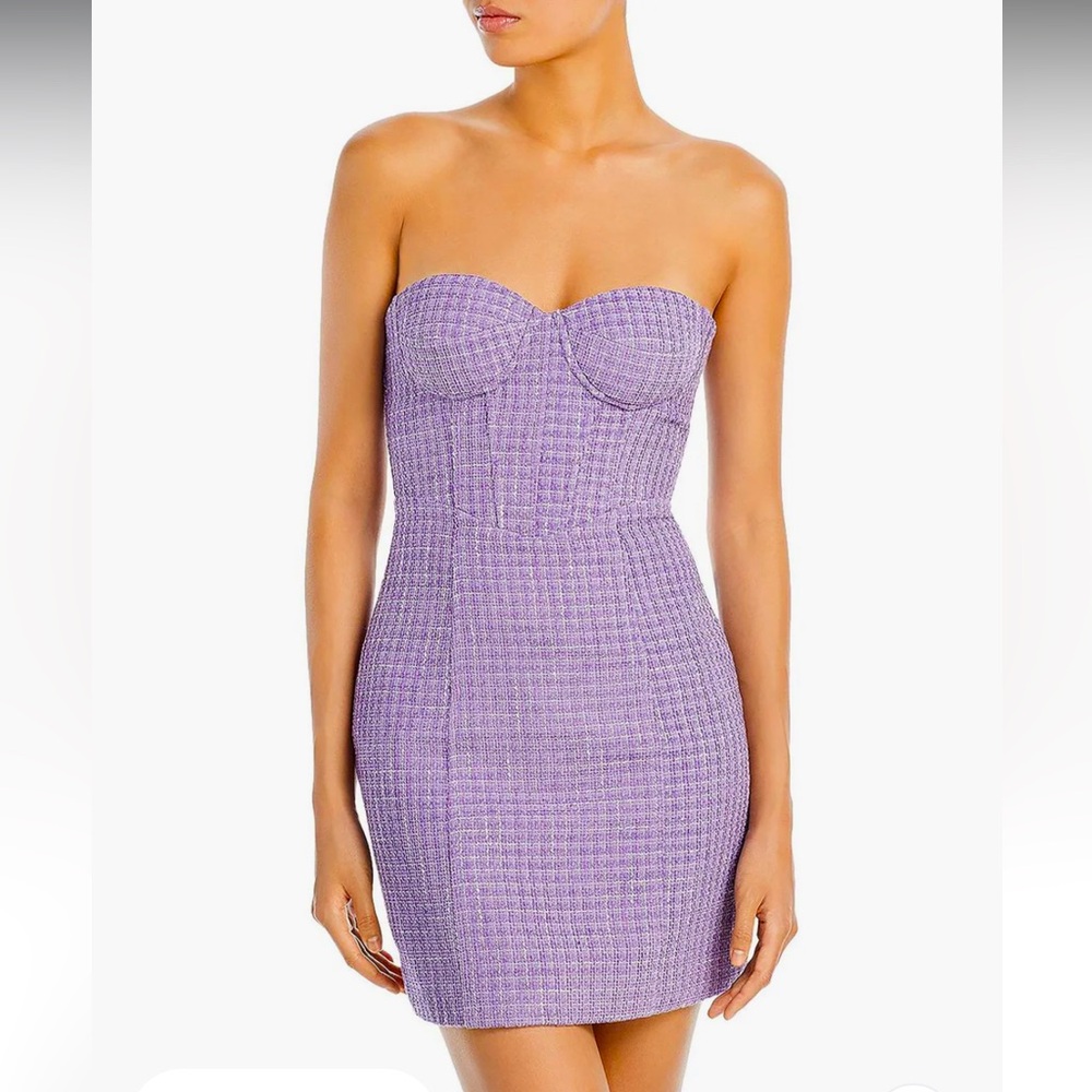 Womens Tweed Strapless Mini Dress